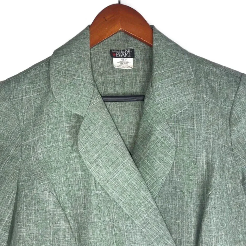 Vintage Womens Sage Green Short Sleeve Blazer & Pencil Skirt Suit Set
